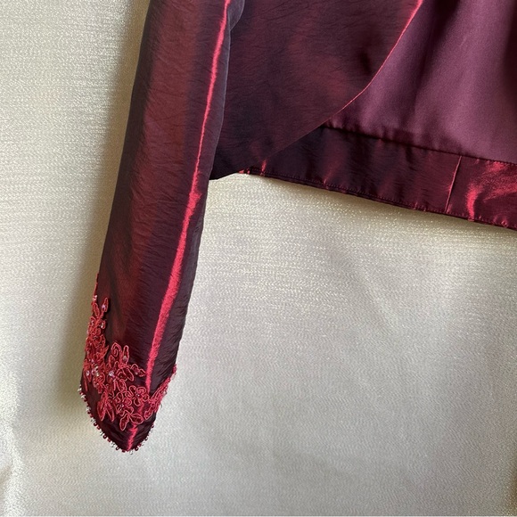 Burgundy Bolero Dress jacket in Jade Taffeta size 12 - Picture 13 of 16